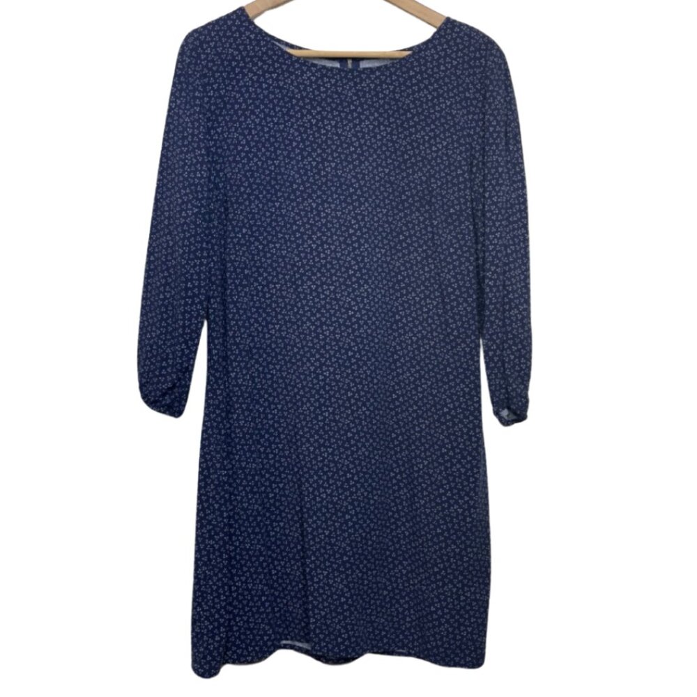 OLD NAVY | Women's Casual Blue & White Floral 3/4 Sleeve Mini Dress | Size L